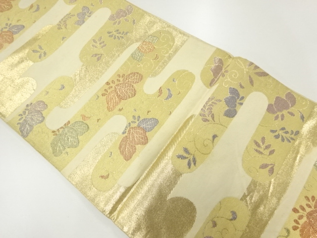 アンティーク　ヱ霞に桐唐草模様織出し袋帯（材料）